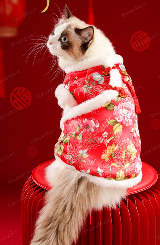 牡丹刺繡新年唐裝