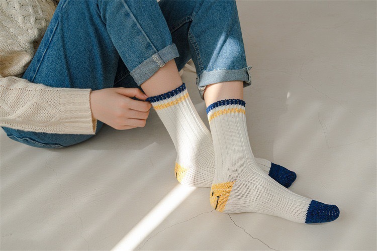 粗針織腳跟微笑襪