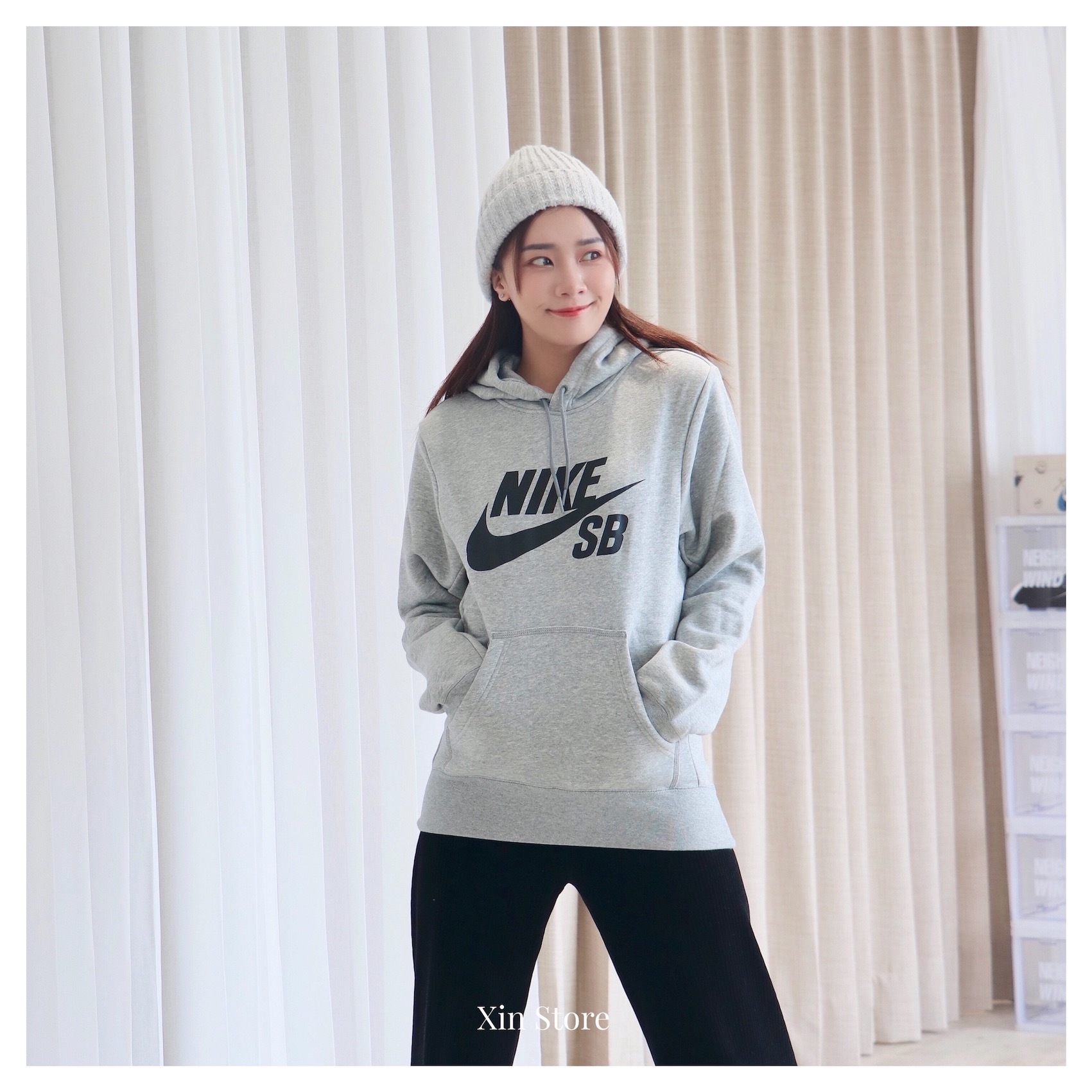 【現貨】Nike SB Icon Pullover Hoody 經典Logo 帽Tee 黑 灰