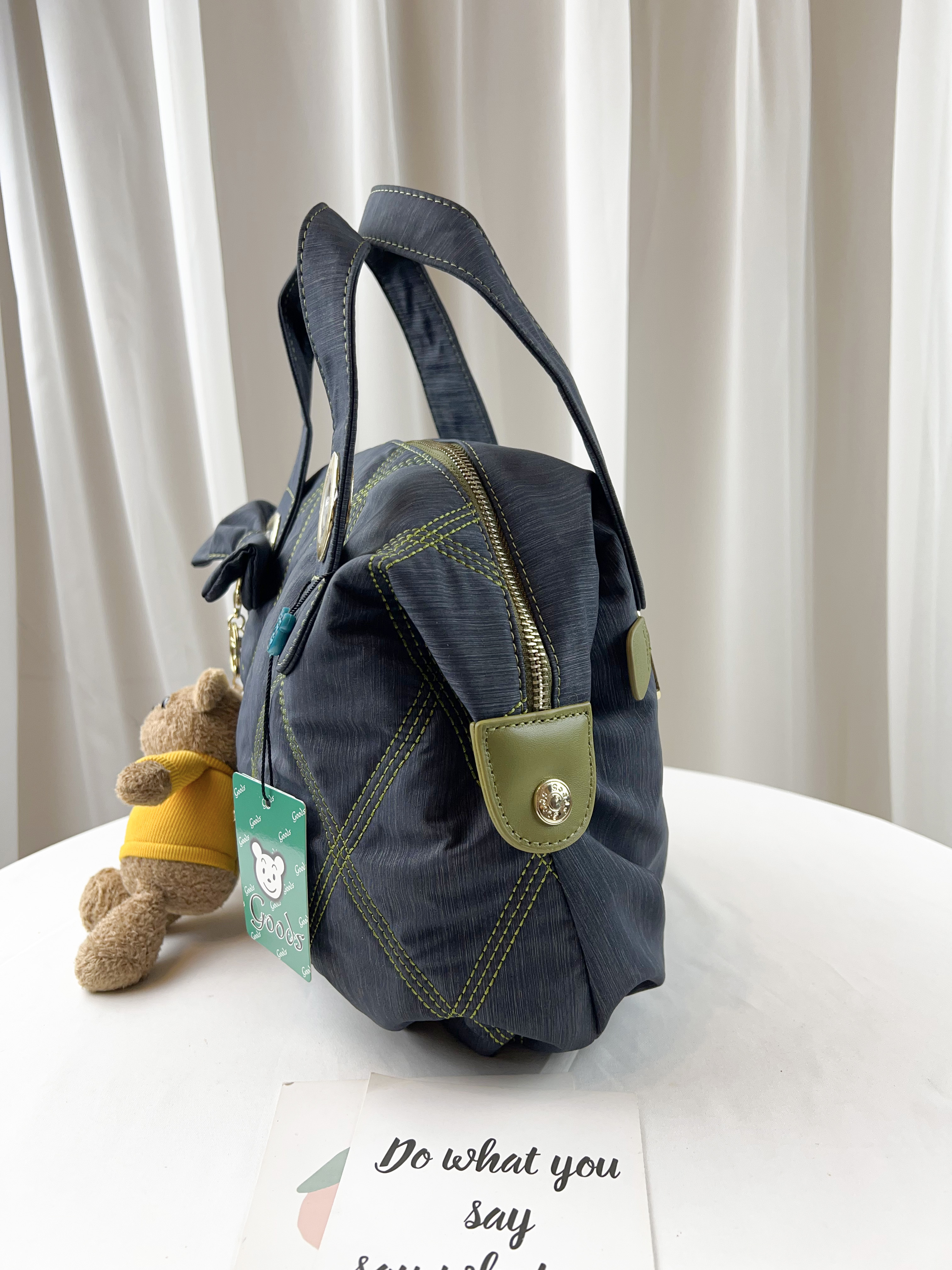 GOODS 墨綠菱格線 丹寧防潑水手提包 #29244