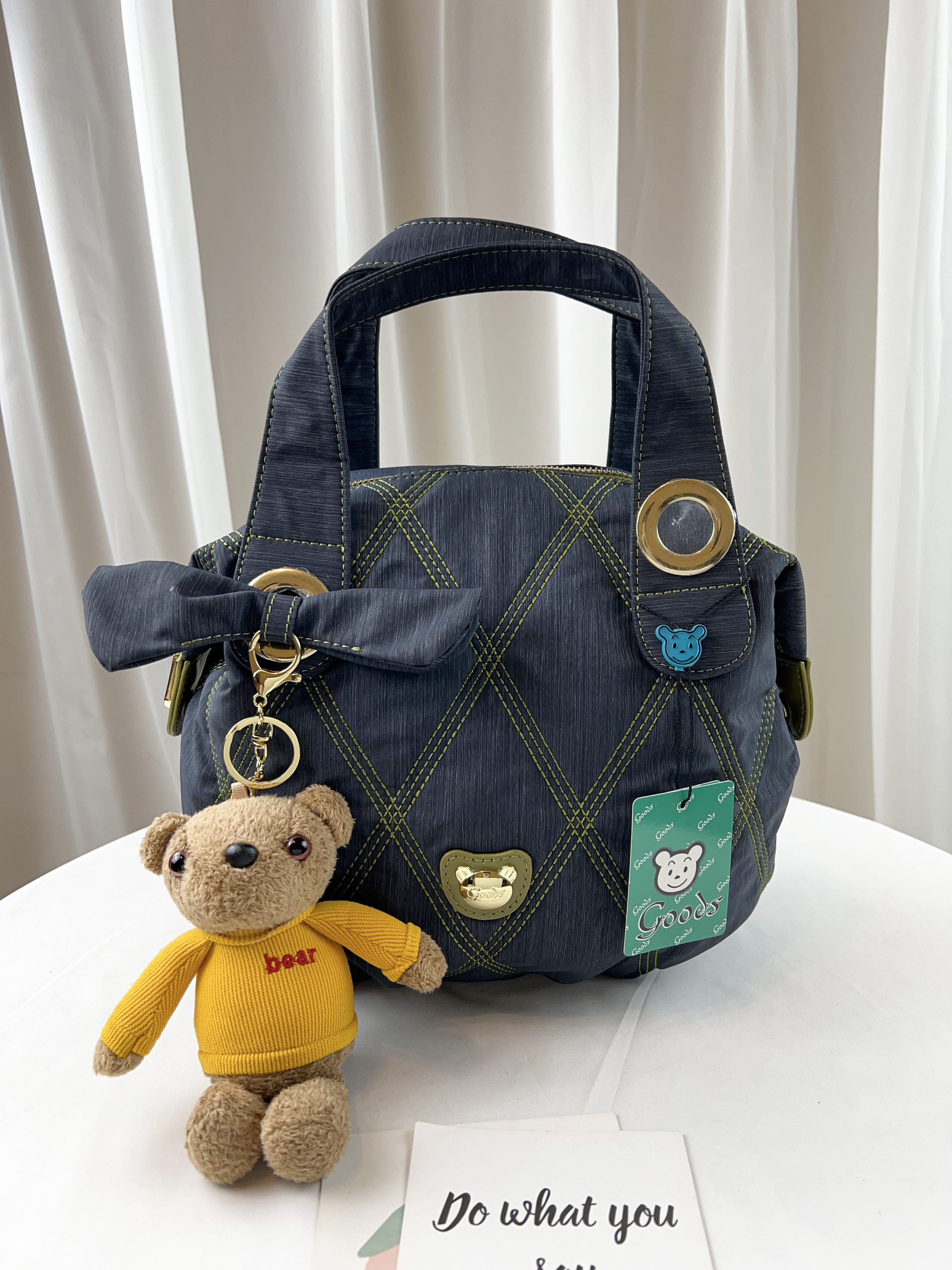 GOODS 墨綠菱格線 丹寧防潑水手提包 #29244