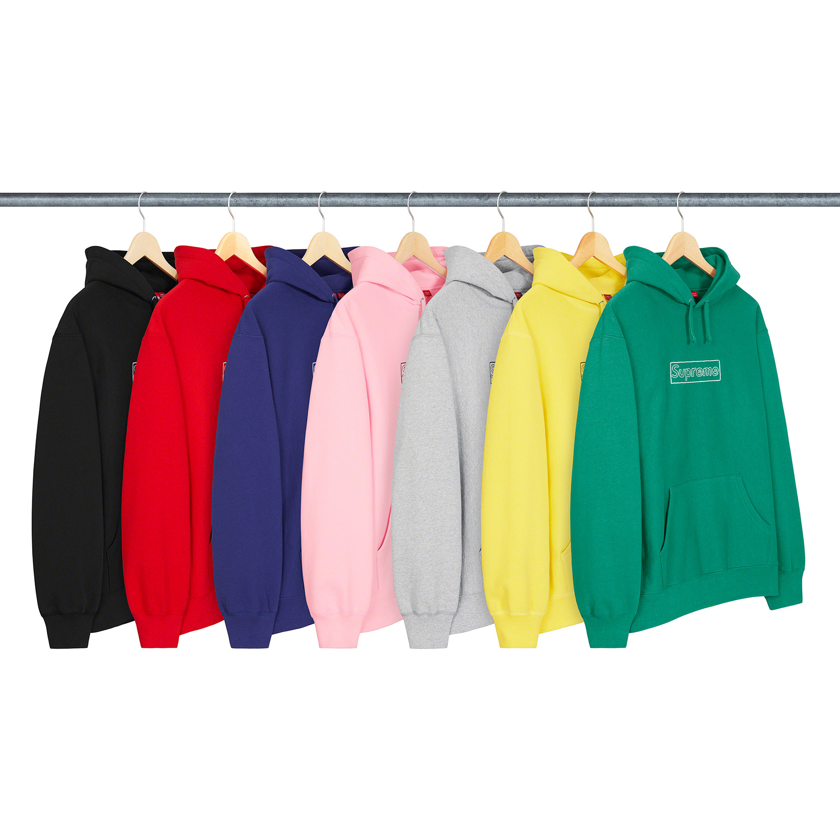 SUPREME KAWS CHALK BOX LOGO HOODED SWEATSHIRT 帽T 黑/灰/粉/