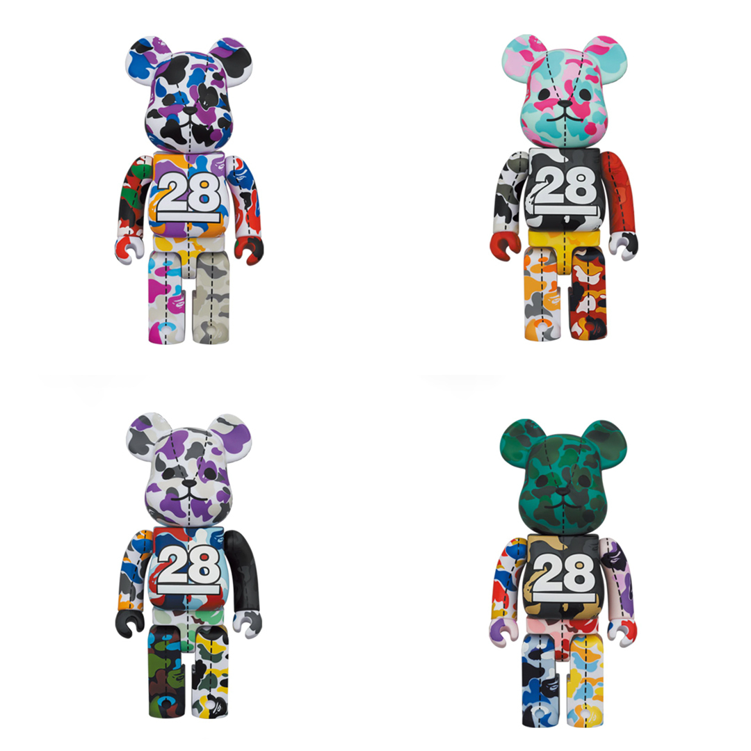 BE@RBRICK A BATHING APE 28TH ANNIVERSARY CAMO 400% 一組四色 不拆售