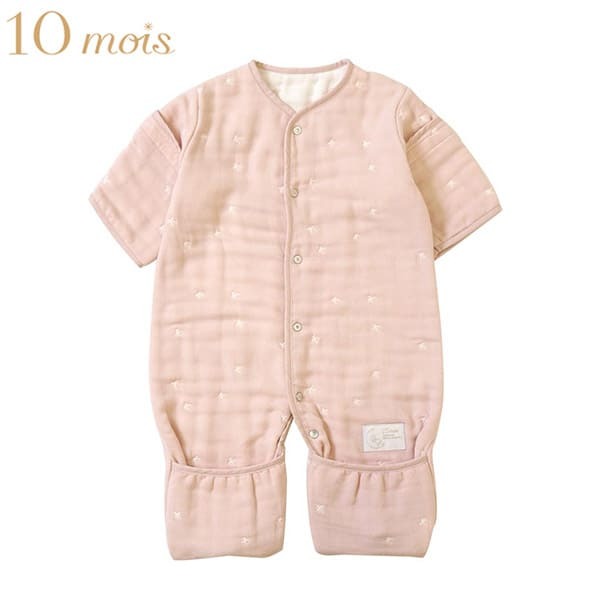 [日本製造🇯🇵Made in Japan] 10mois Fukufuku Gauze (6 layers gauze六重紗) 6way Sleeper shell pink (0-7yrs)