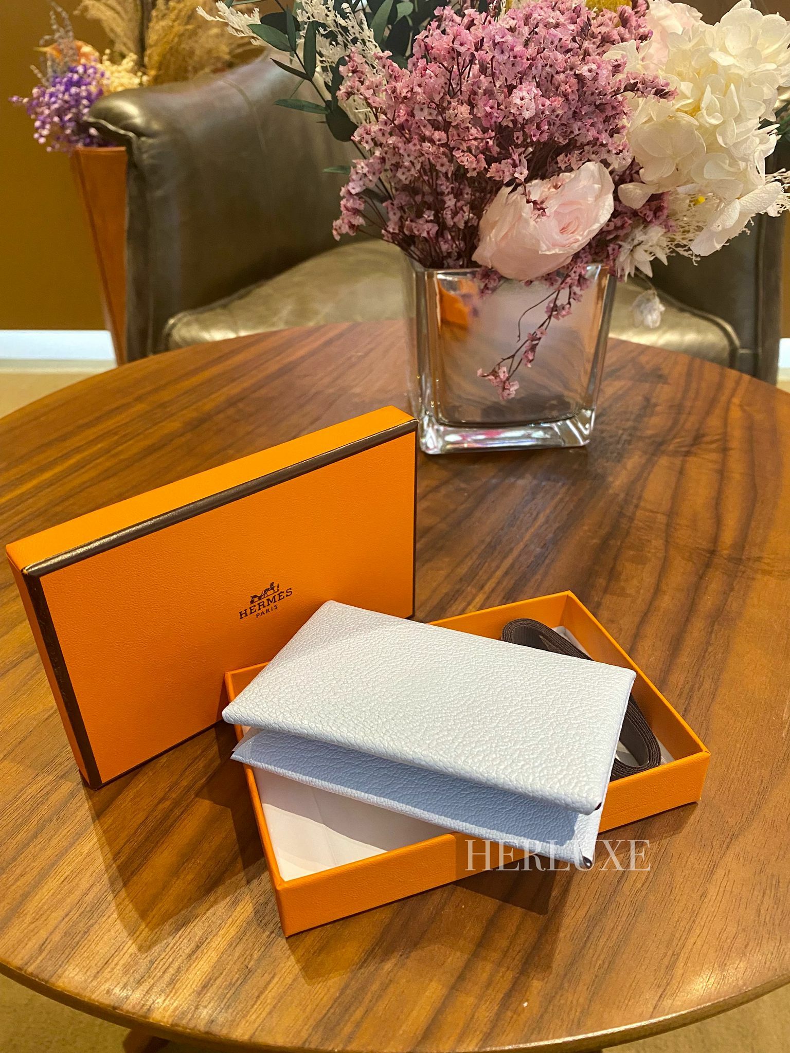 Calvi card holder T0 blue brume chèvre