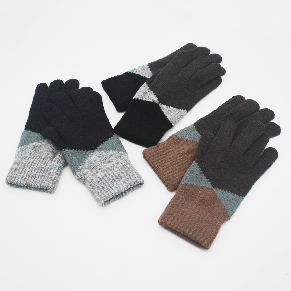【肌暖】台灣製 拼色針織全指保暖手套丨M5301