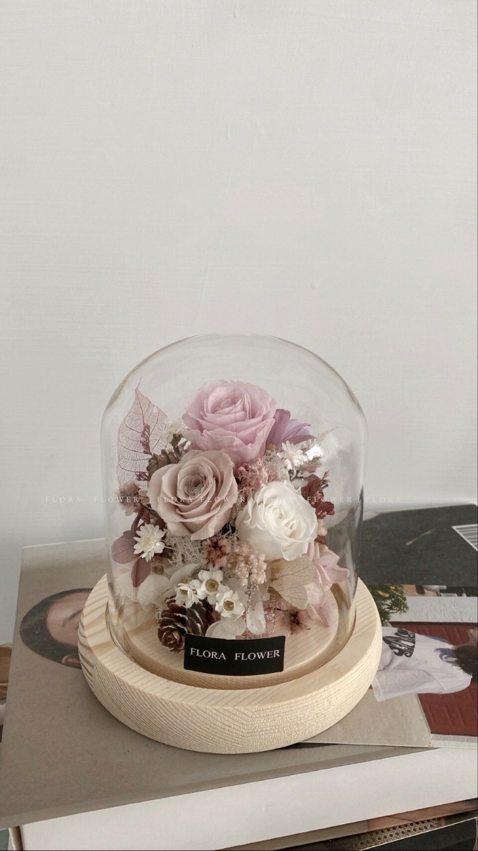 迷你款永生花夜燈-玫瑰茶