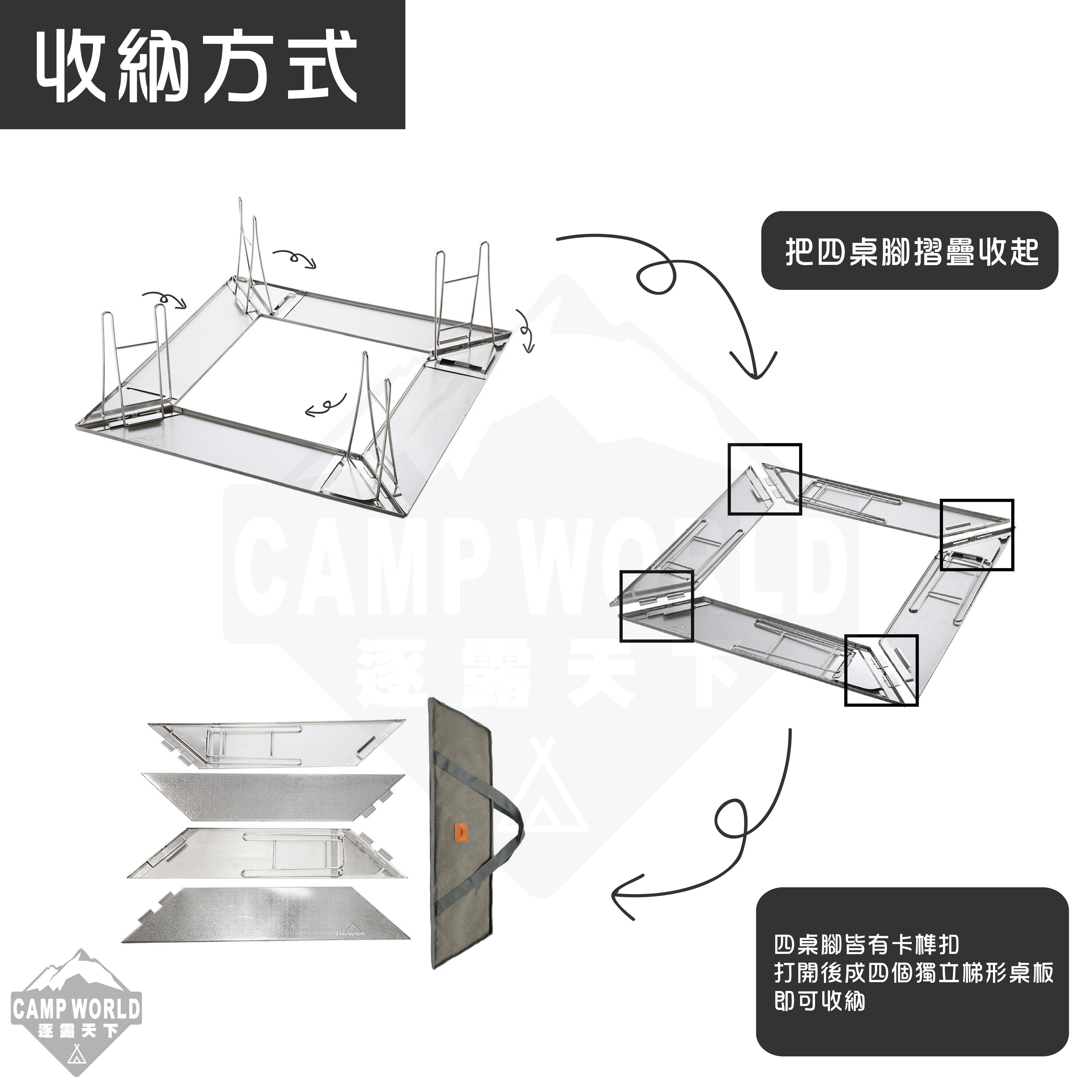 【CampingMoon】柯曼 不鏽鋼花紋板圍爐桌(三桌板全配) T-503