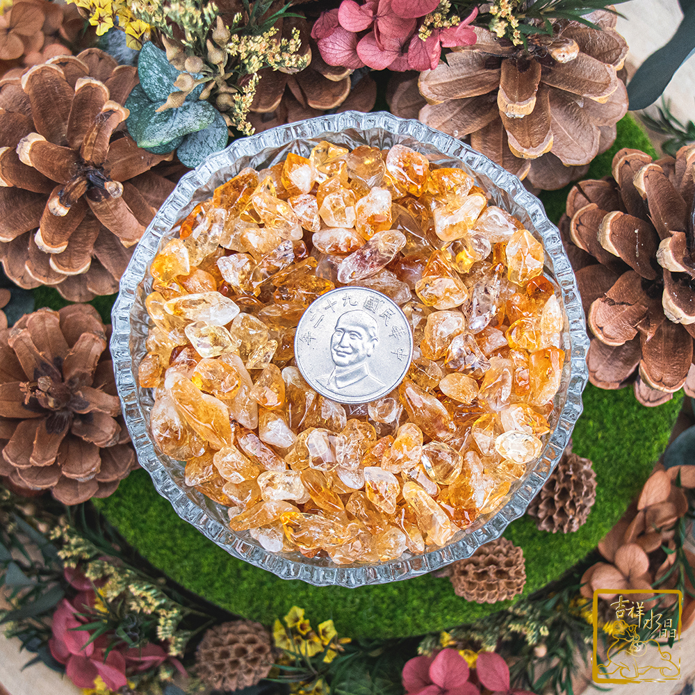 天然威士忌黃水晶碎石 聚財之石