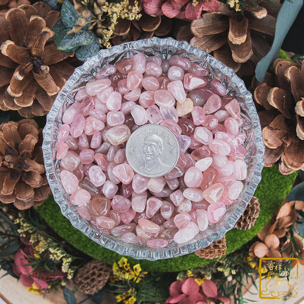 天然粉水晶碎石 旺桃花人緣