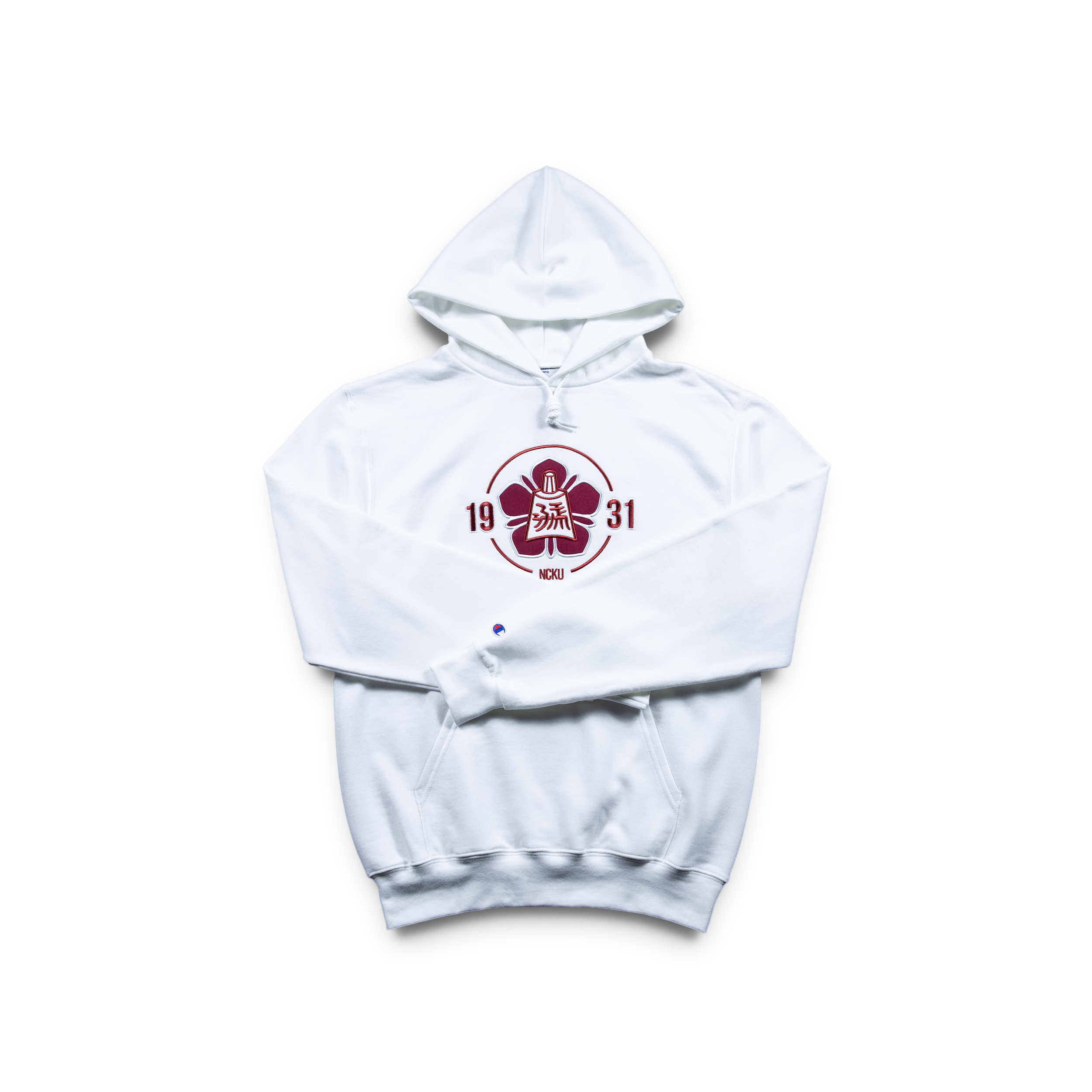 Champion® NCKU 成功大學 經典刺繡校徽款帽T-(白色)