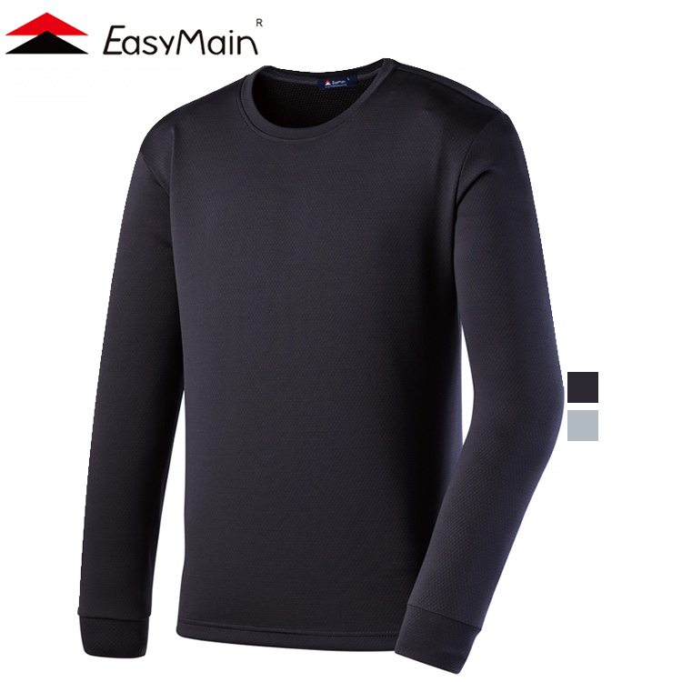 EasyMain 衣力美 男快乾保暖衛生衣 (淺灰、黑) 保暖/吸汗快乾/圓領/衛生衣/貼身內衣 12EMT14071