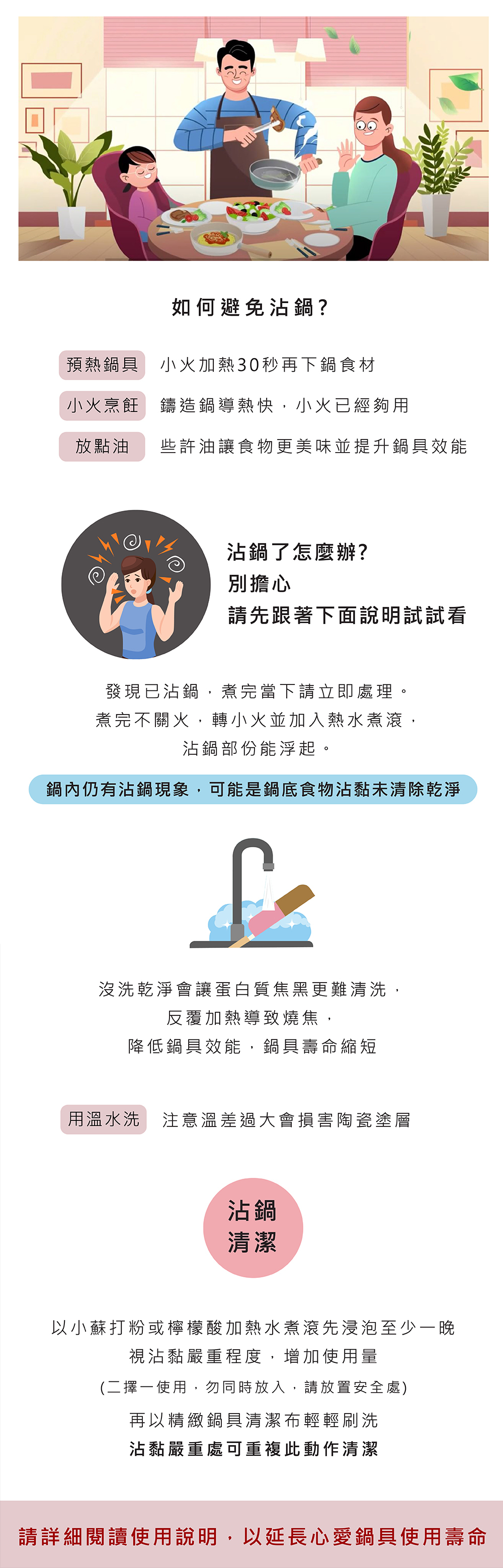 NEOFLAＭ鍋具如何避免沾鍋？沾鍋要如何清潔？