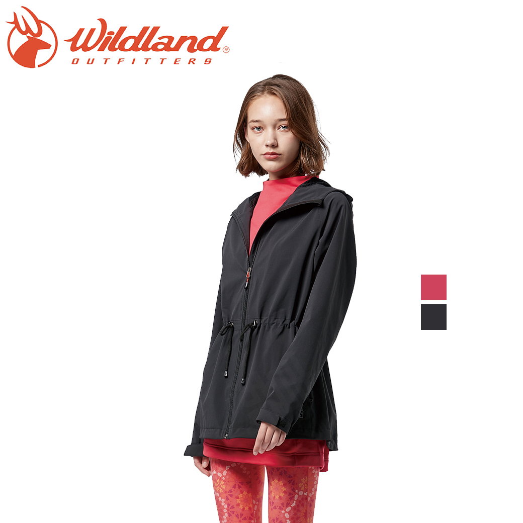 Wildland 荒野 女三層竹炭膜防風連帽外套 (黑、玫紅) 延展性/柔軟/舒適/環保/防潑水 04W82917