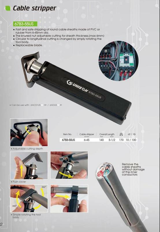 UNISON 台灣製｜直徑6-45mm 手動剝皮器 多功能剝線器 剝皮工具 旋轉剝線鉗｜67B3-55US