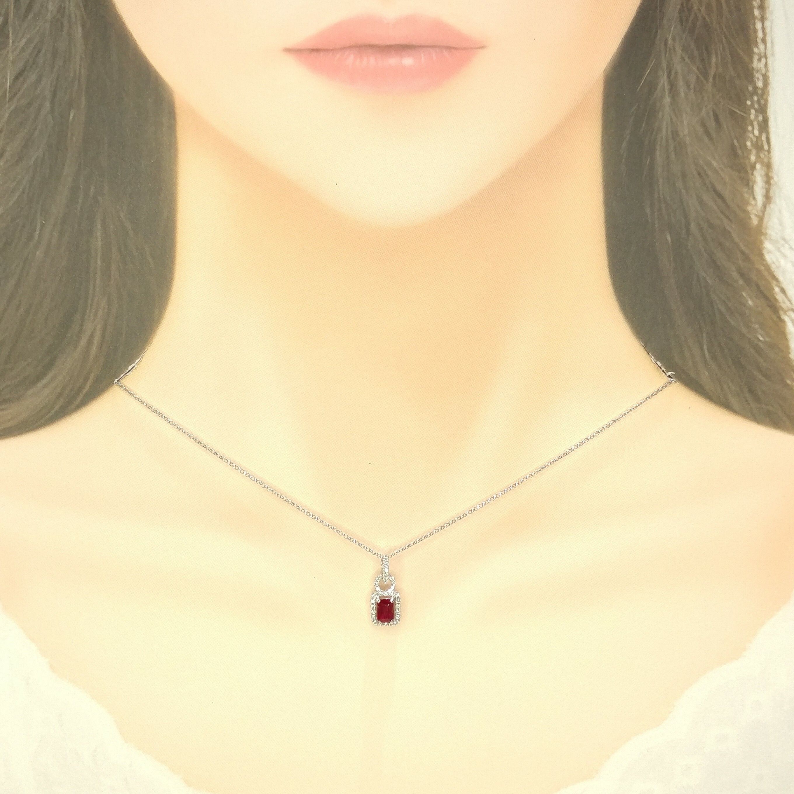 18K White Gold 0.72ct Ruby and Diamond Pendant