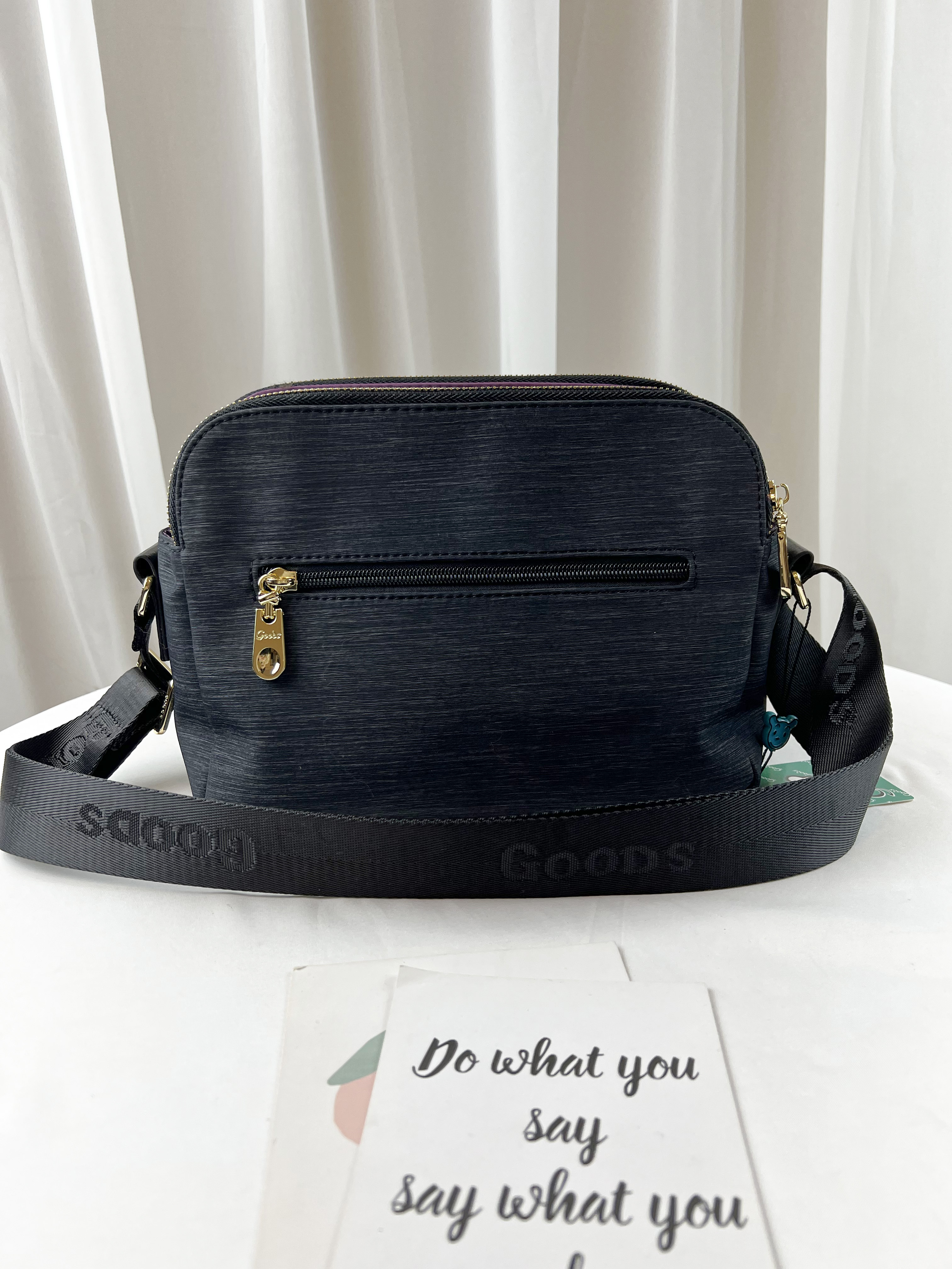 GOODS 黑紫拼色 防潑水側背包  #2789