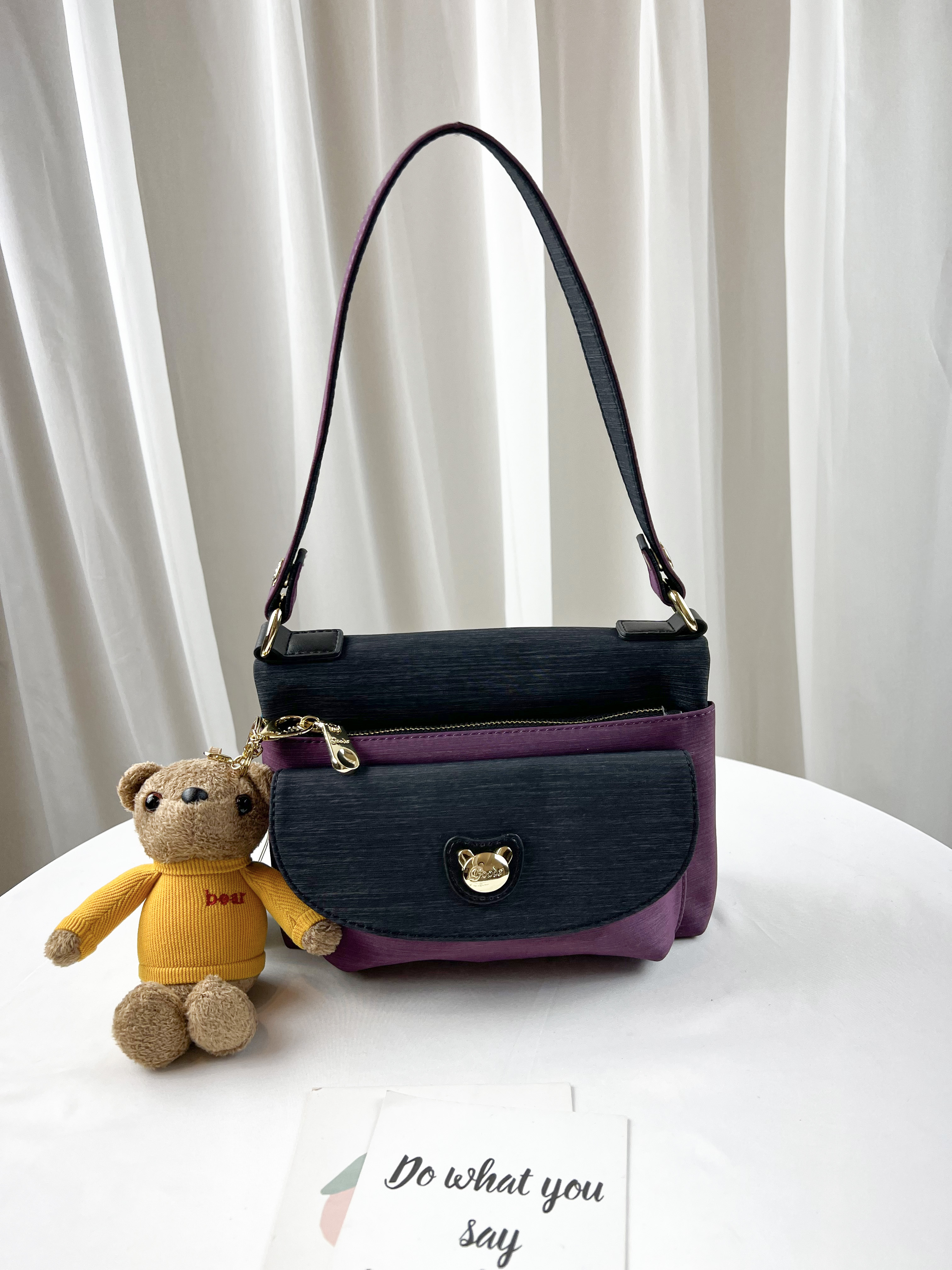 GOODS 黑紫拼色 防潑水肩背包 / 側背包   #2790