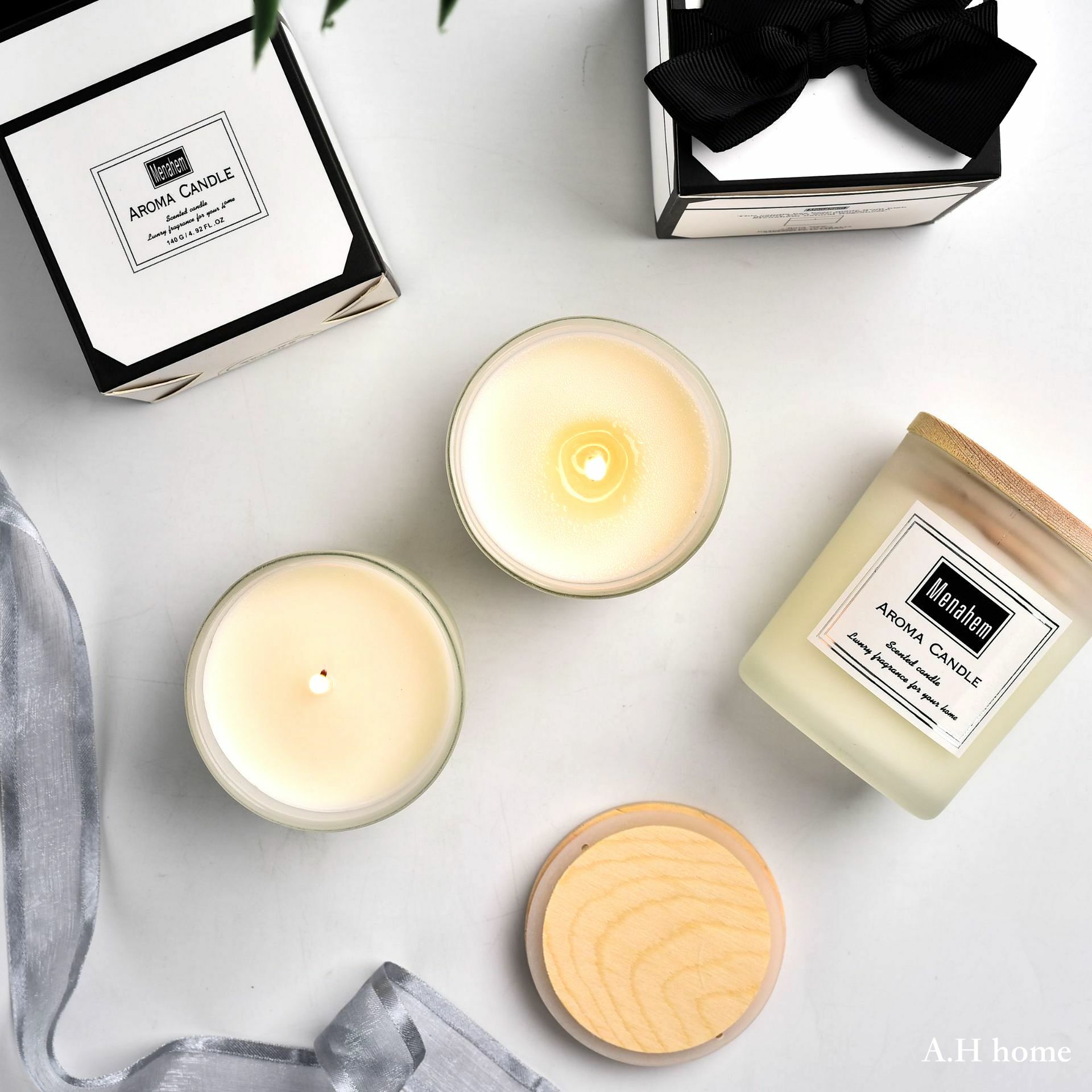 【ＡＨ018】MENAHEM磨砂木蓋 天然大豆蠟/香氛蠟燭