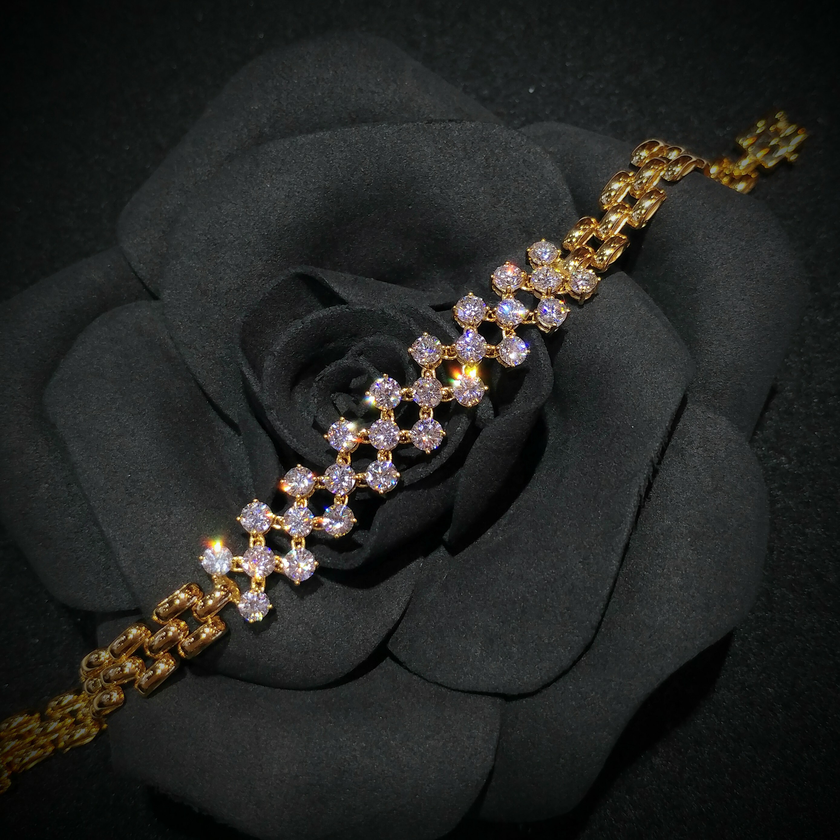 全新18K黃金4卡16份鑽石手鍊