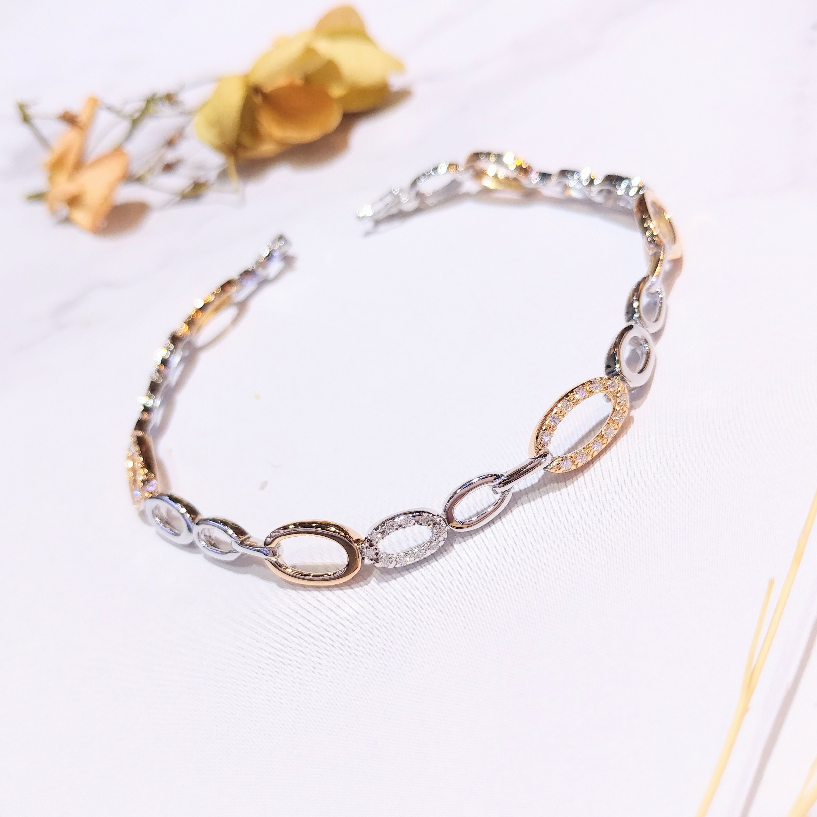 全新18K金38份鑽石手鍊