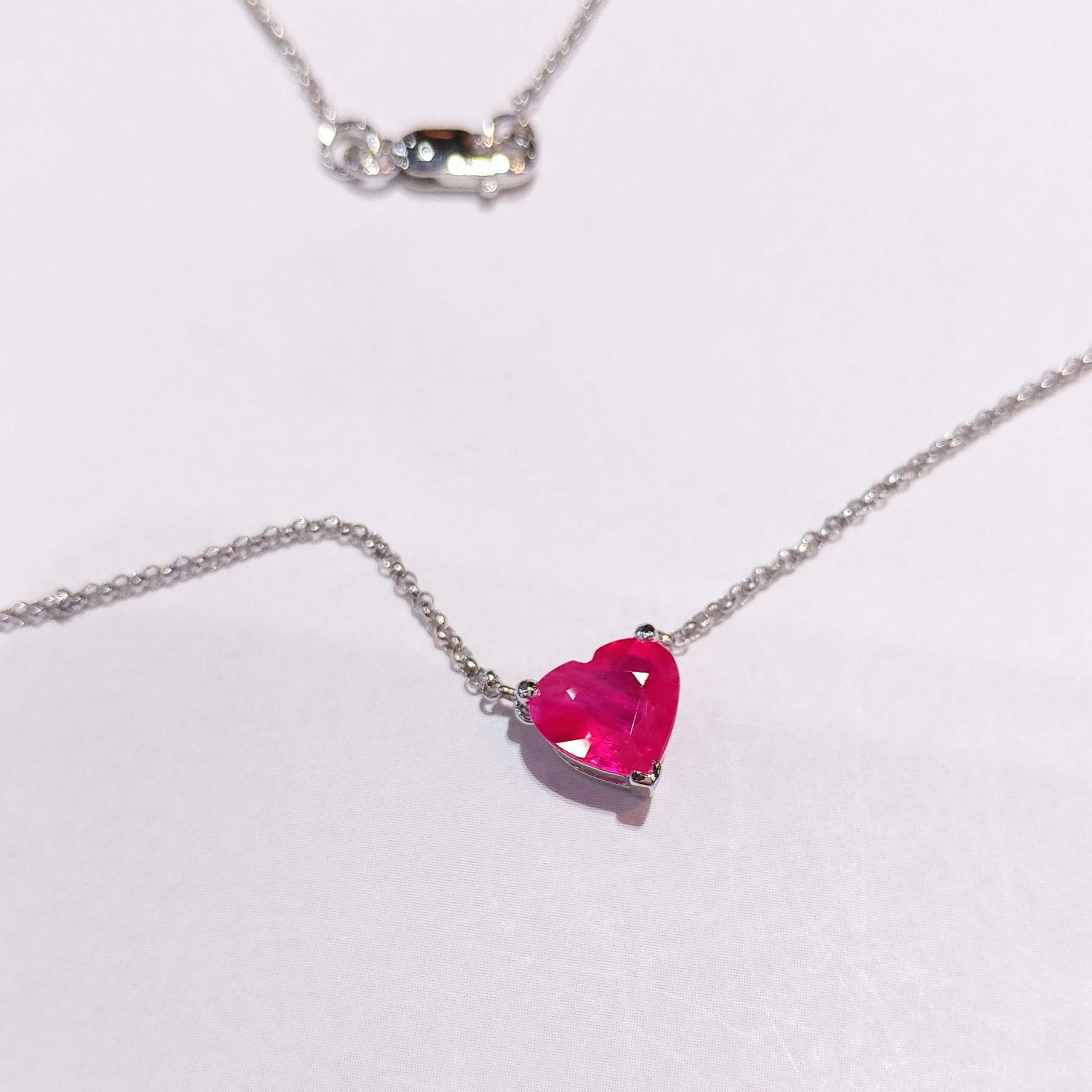 14K White Gold 1.22ct Ruby Necklace