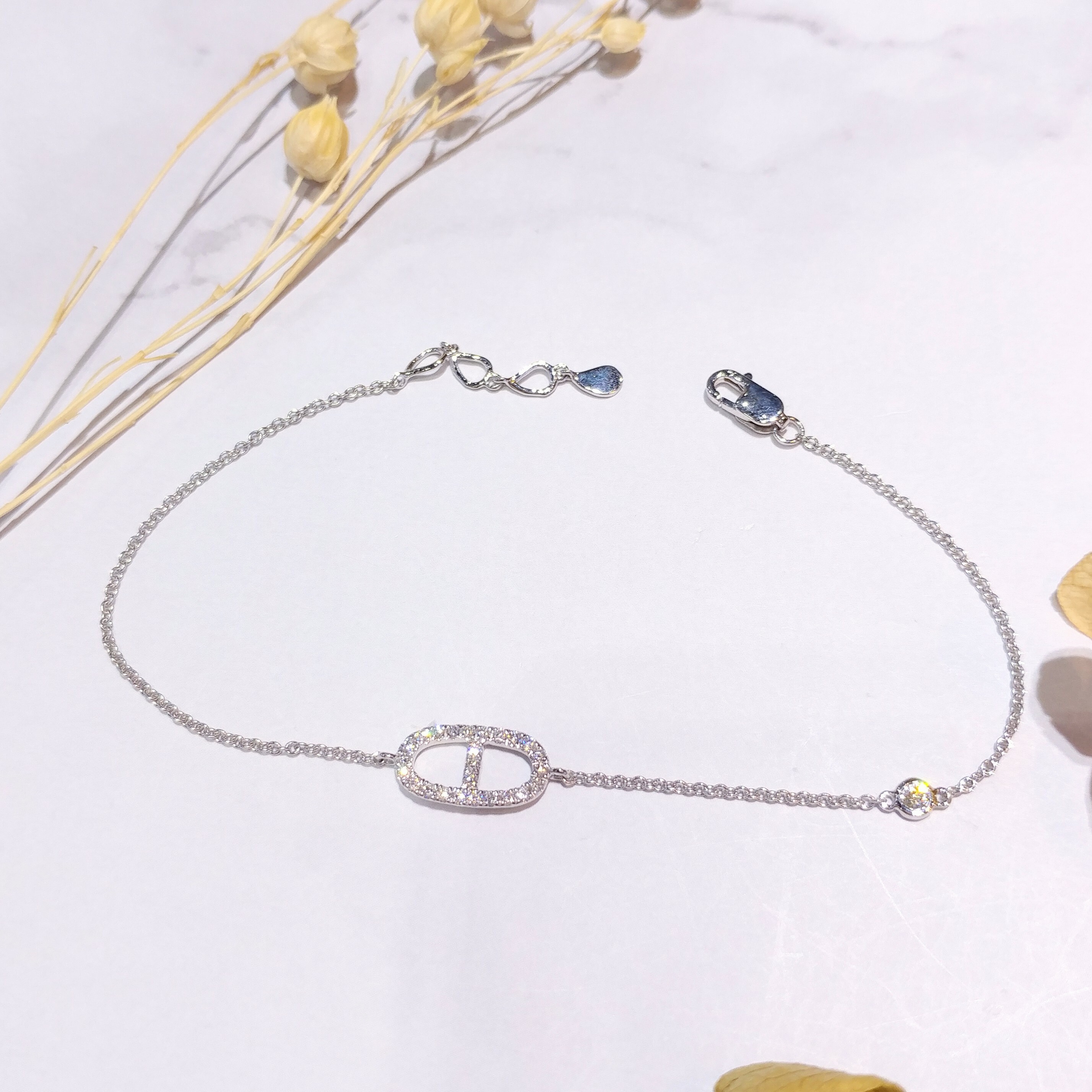 全新18K白金20份鑽石手鍊