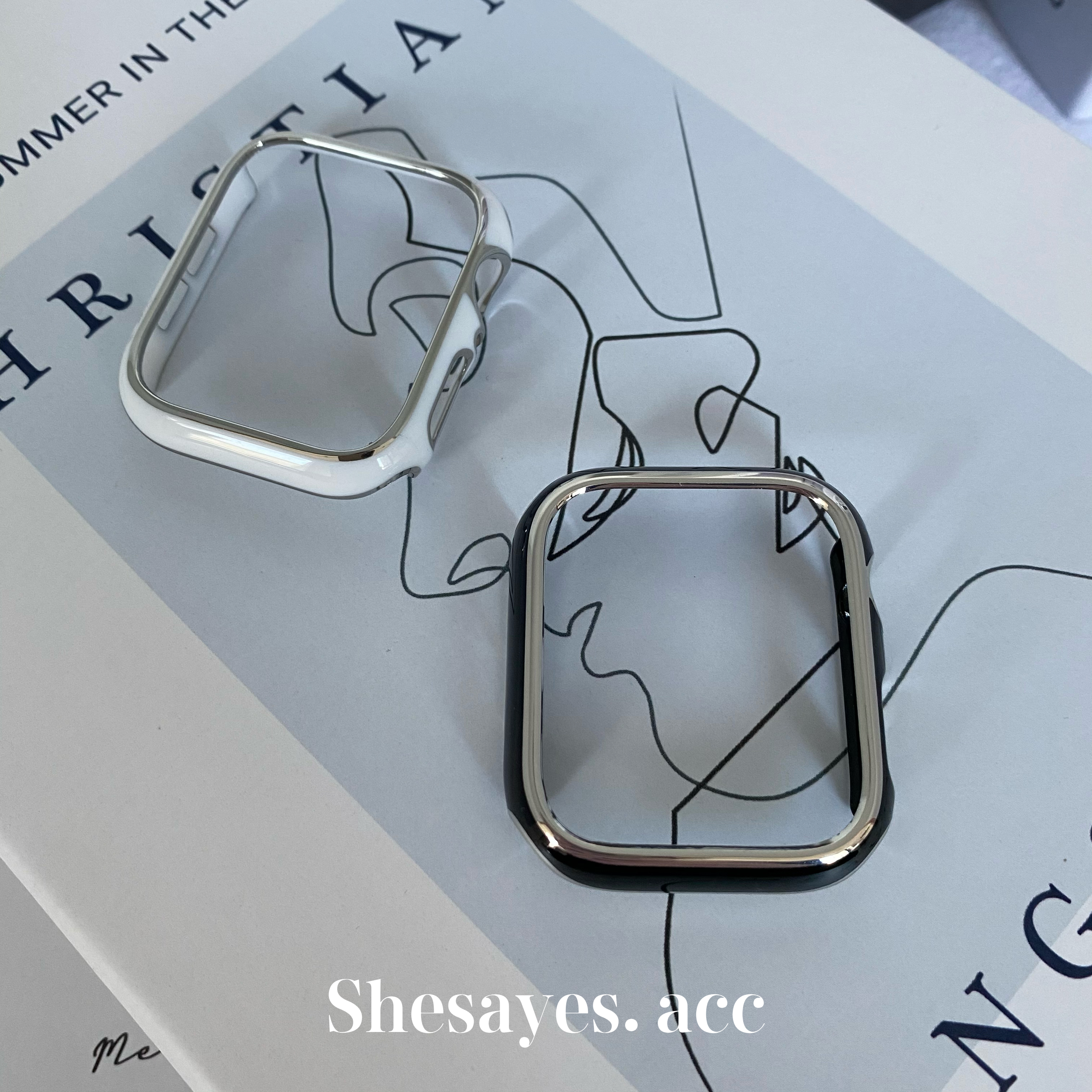 APPLE WATCH銀色邊四邊包保護殼