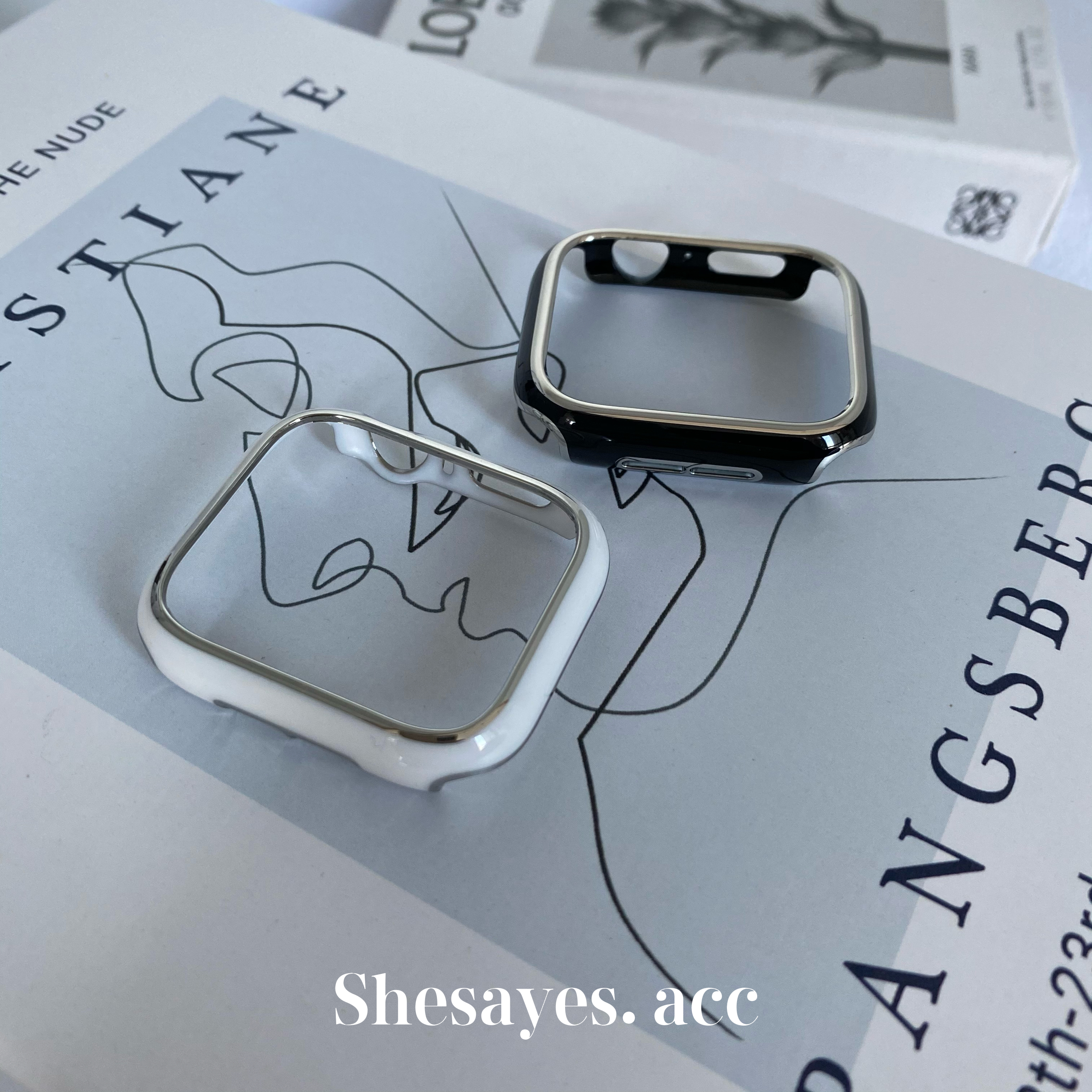 APPLE WATCH銀色邊四邊包保護殼