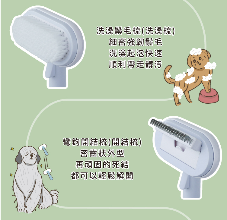 鬃毛梳洗澡梳與彎鉤開結順毛梳