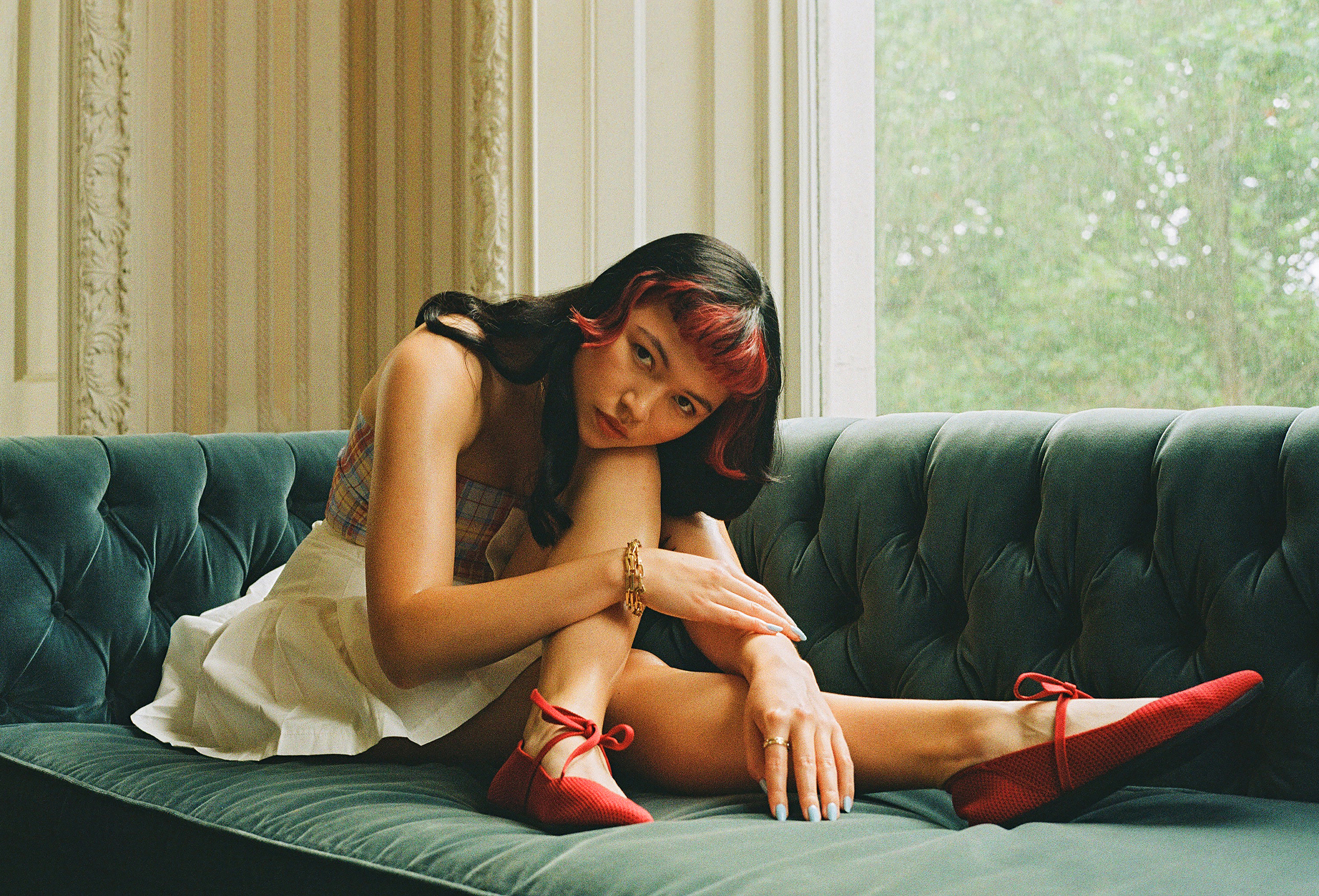 平底鞋穿搭推薦-鉤針背心平底鞋