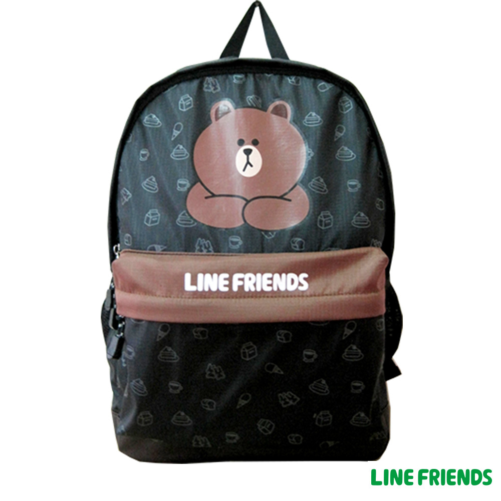LINE FRIENDS 熊大輕巧收納後背包 黑