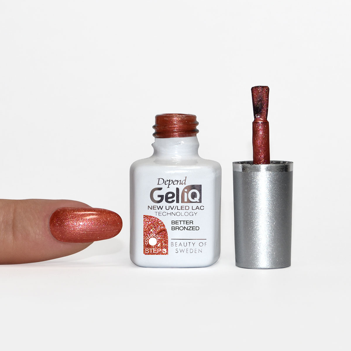 Gel iQ 顏色凝膠 - 橘紅底色配桃紅金粉(不透明)  #1028