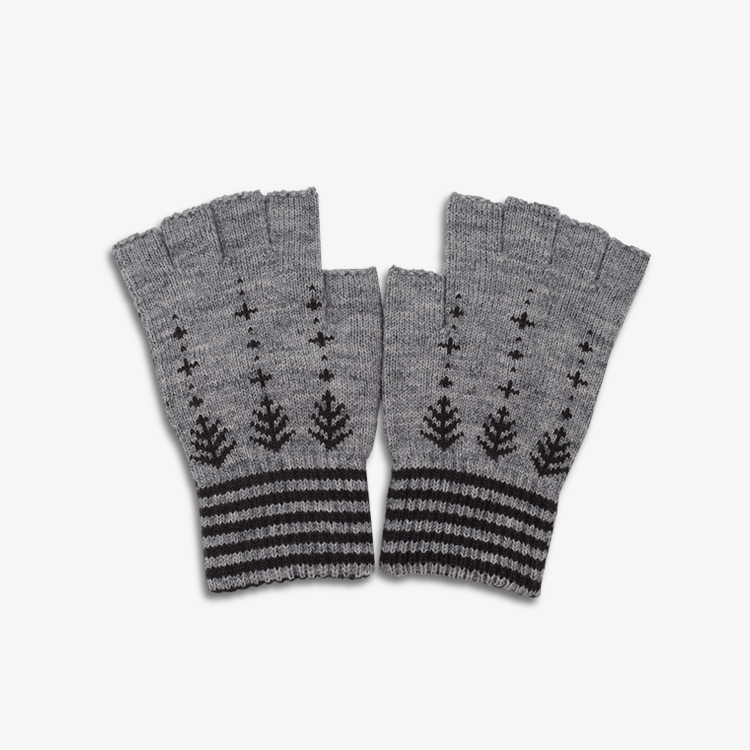 【肌暖】台灣製 經典森林條紋男士保暖半指手套丨M5293