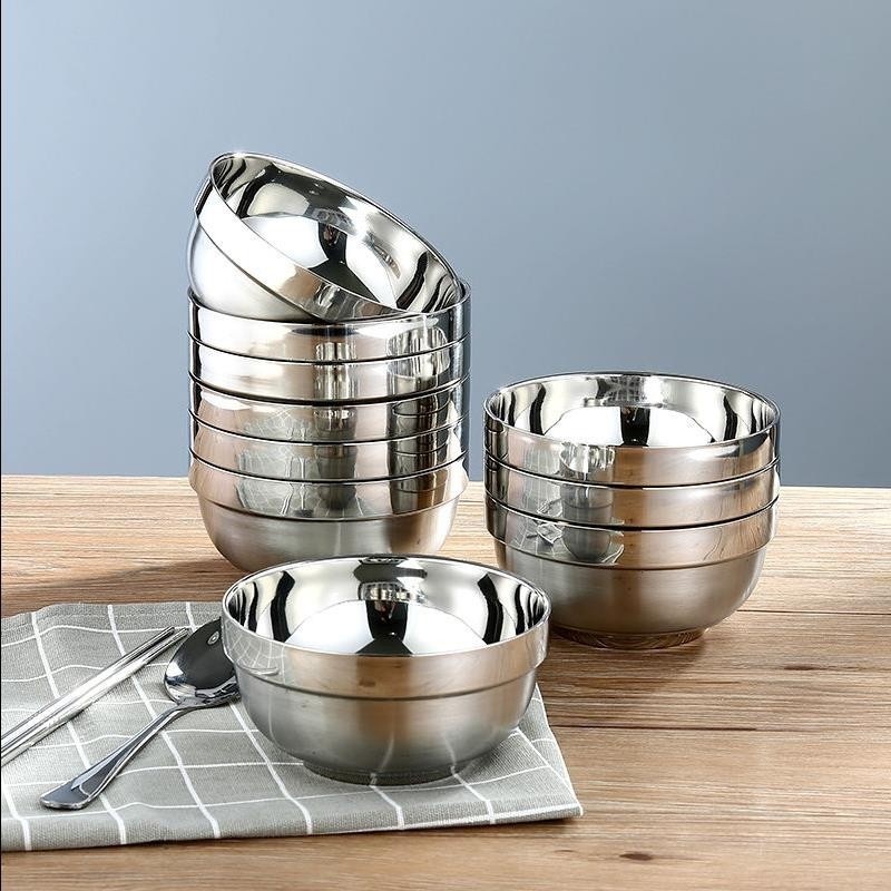 304不鏽鋼雙層鉑金碗(18cm)