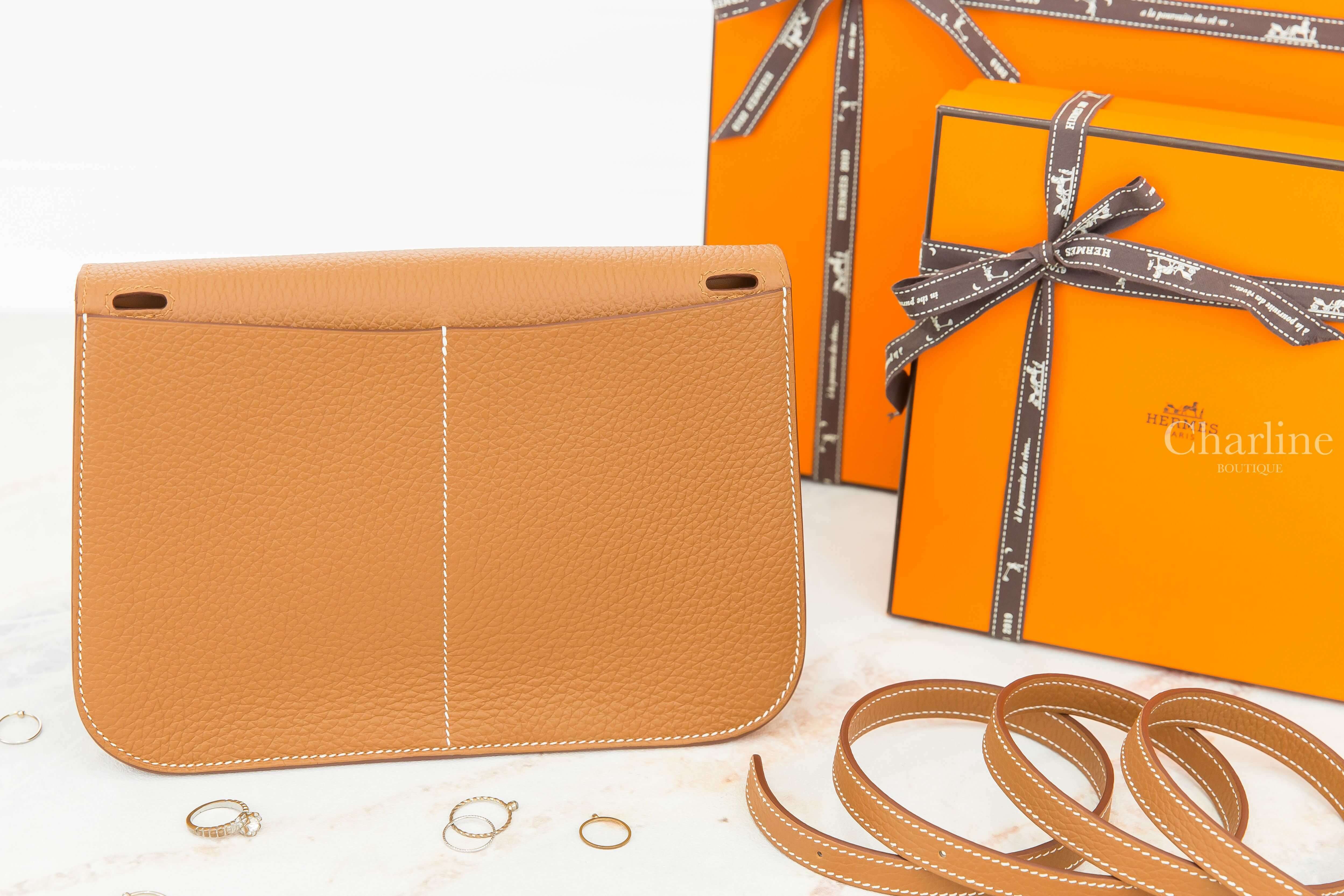 Hermès Sac Halzan 25cm 37 Gold Taurillon Clemence Z刻焦糖色金釦手提肩背包-Charline Boutique 精品代購