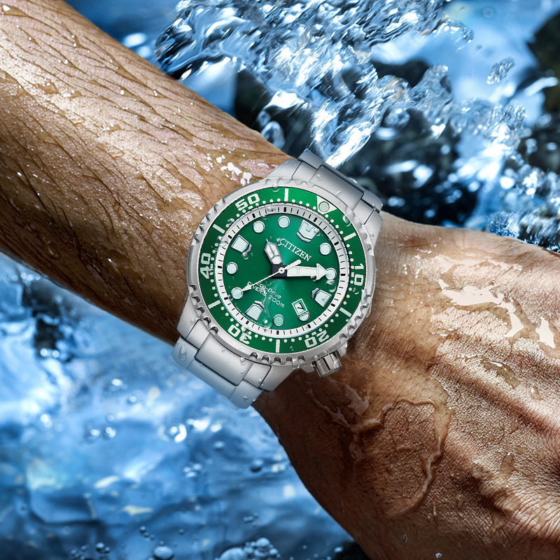 萬年鐘錶 - Citizen PROMASTER  星辰錶   綠 - 光動能潛水腕錶 BN0158-85X 錶徑44MM