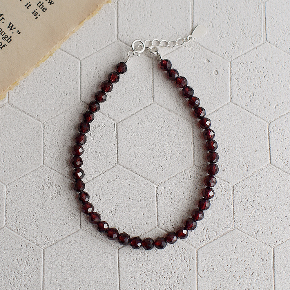 【NG品出清】梅洛紅酒純銀手鍊(紅石榴石)/SB002