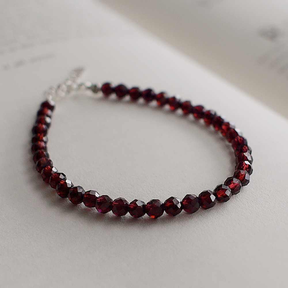 【NG品出清】梅洛紅酒純銀手鍊(紅石榴石)/SB002