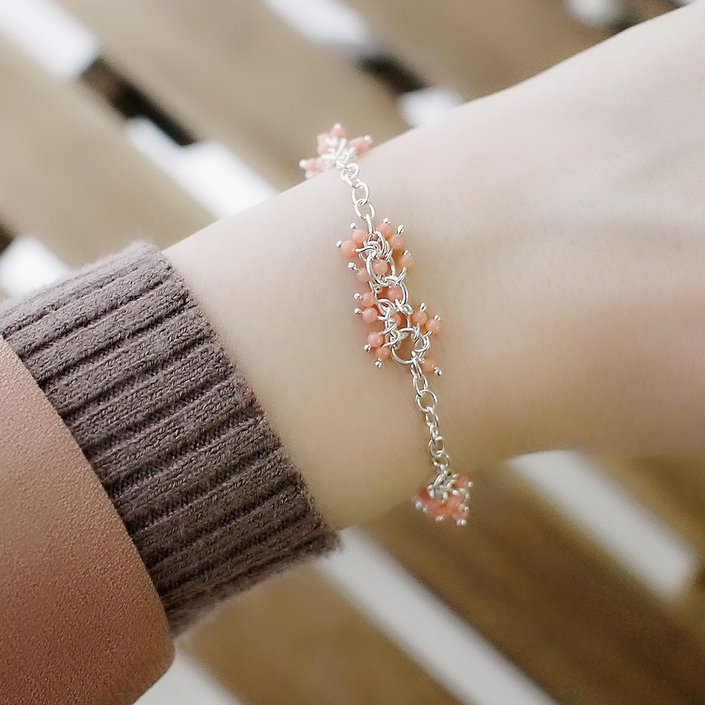 遇見花火純銀手鍊(粉紅珊瑚)/SB003