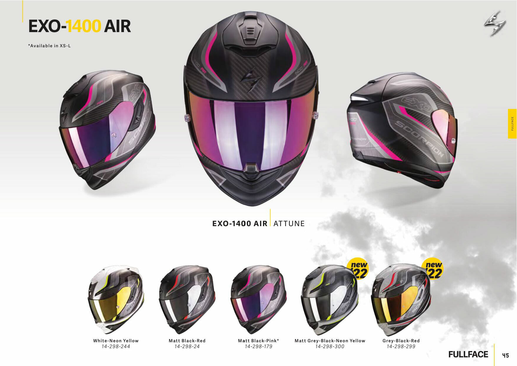 SCORPION EXO-1400 EVO AIR ATTUNE MATT GREY/NEON YELLOW 消光灰黃 全罩