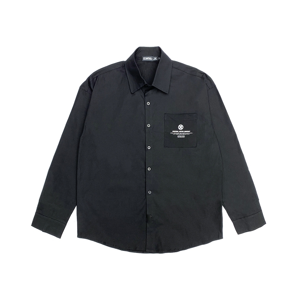 XCTRL 厚磅挺版長袖襯衫-黑