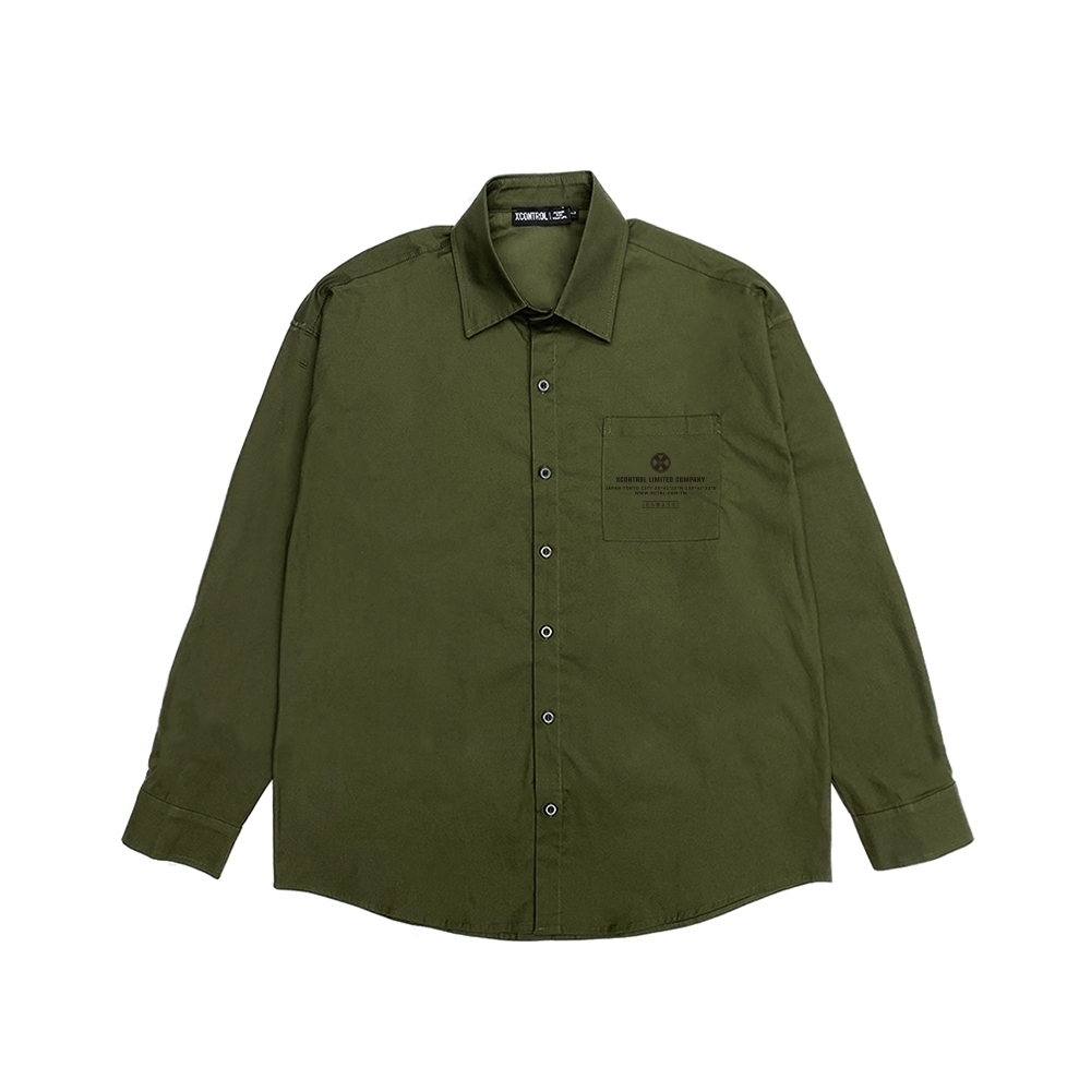 XCTRL 厚磅挺版長袖襯衫-綠