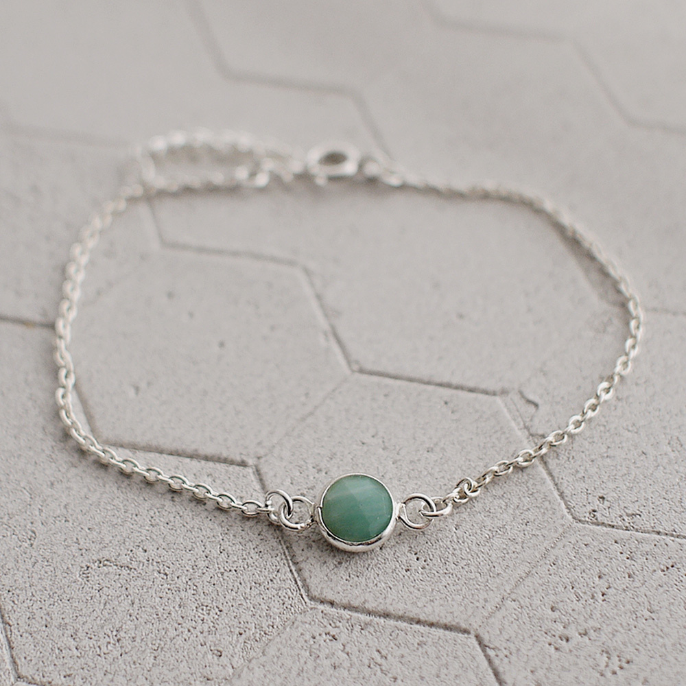 天河石簡約小圓純銀手鍊/SB007