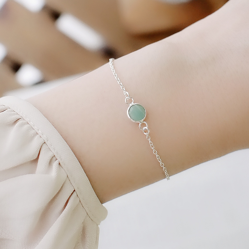 天河石簡約小圓純銀手鍊/SB007