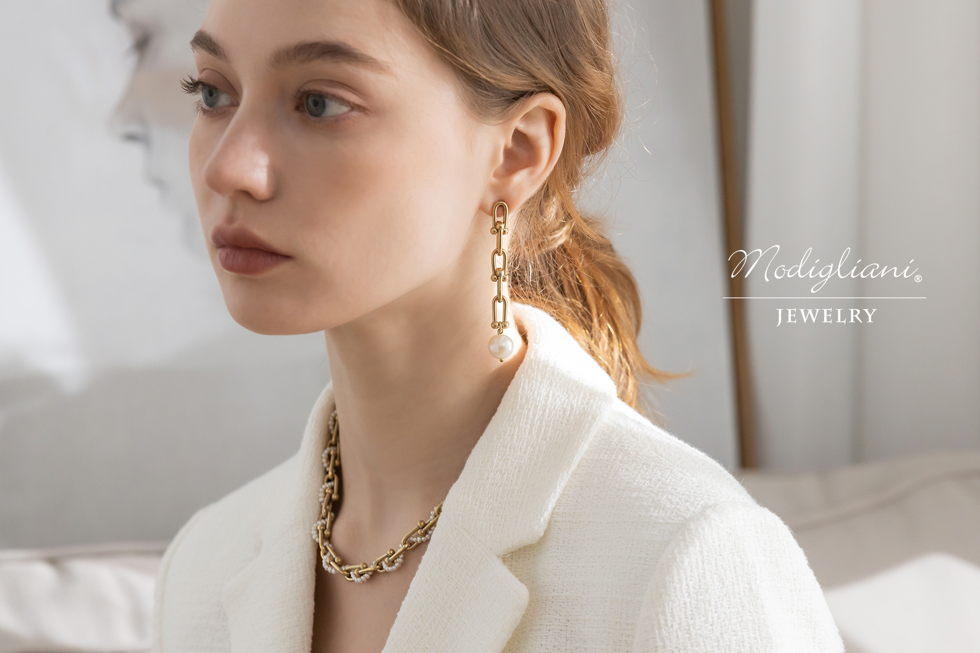 黃銅,黃銅飾品,天然珍珠,耳環,個性,垂墜式耳環