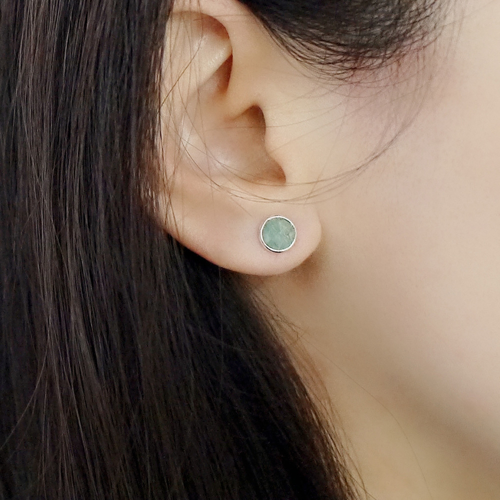 天河石簡約小圓純銀耳環/SE568