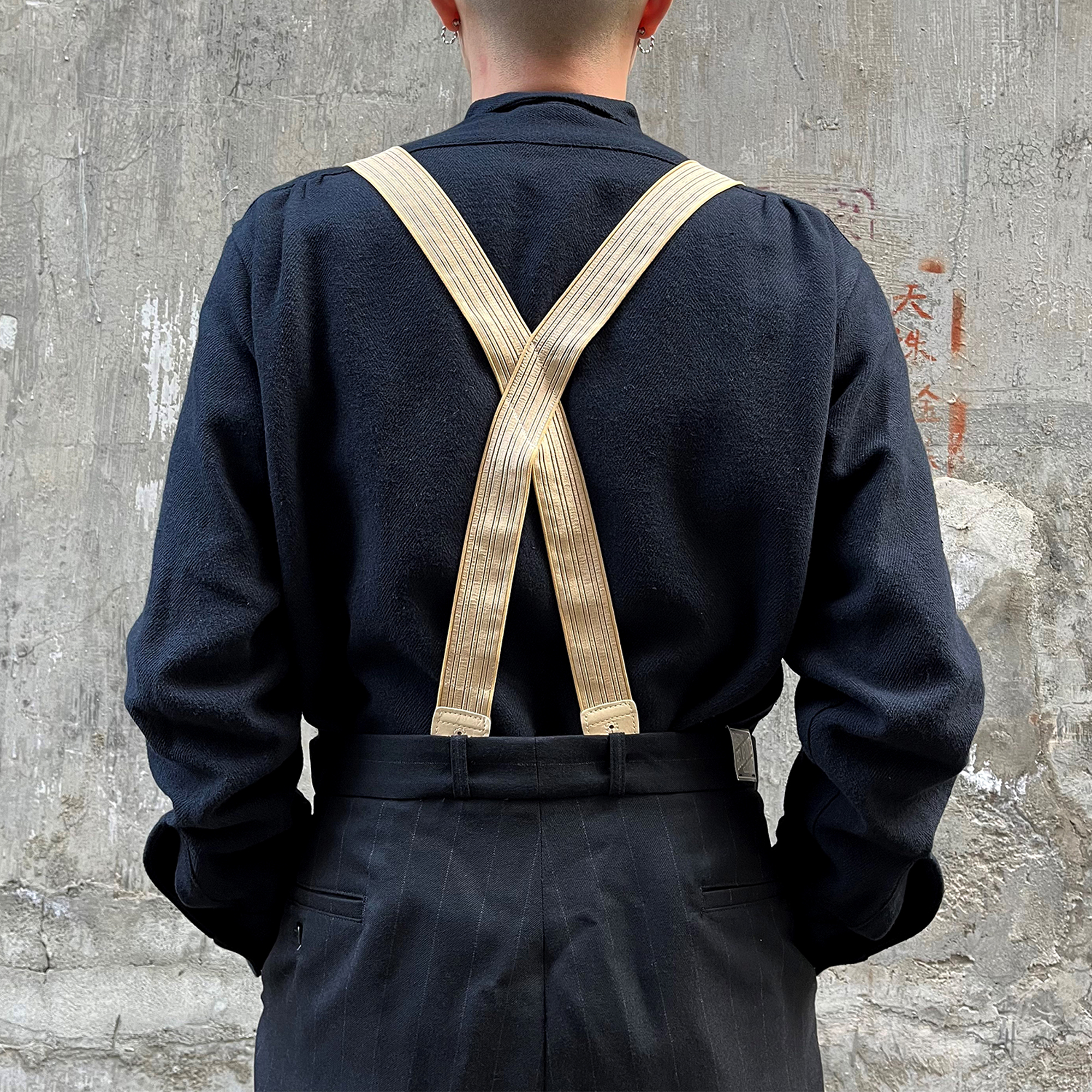 小物 BELAFONTE RAGTIME BRACE SUSPENDERS RAGTIME BRACE SUSPENDERS (BROWN LEATHER x GOLD SNAP