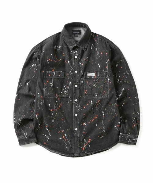 THISISNEVERTHAT  Paint Splatter Denim Shirt  潑墨 丹寧 長袖 襯衫 TN213DSHTL08