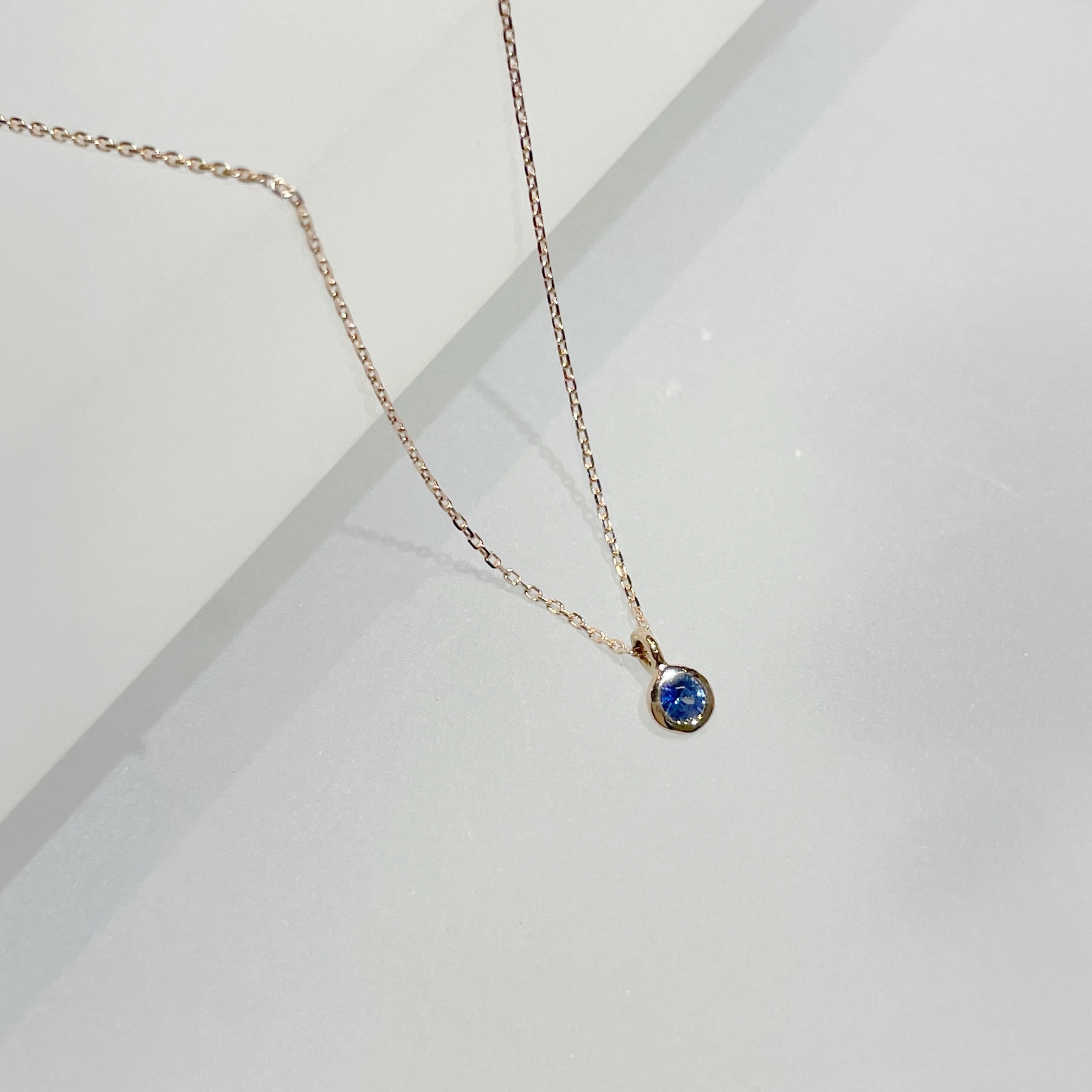 14K Lego鑽面小圓藍寶石鎖骨鏈